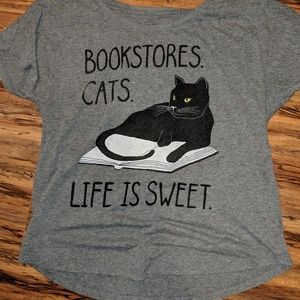 Dolman sleeve Bookstores & Cats t shirt
